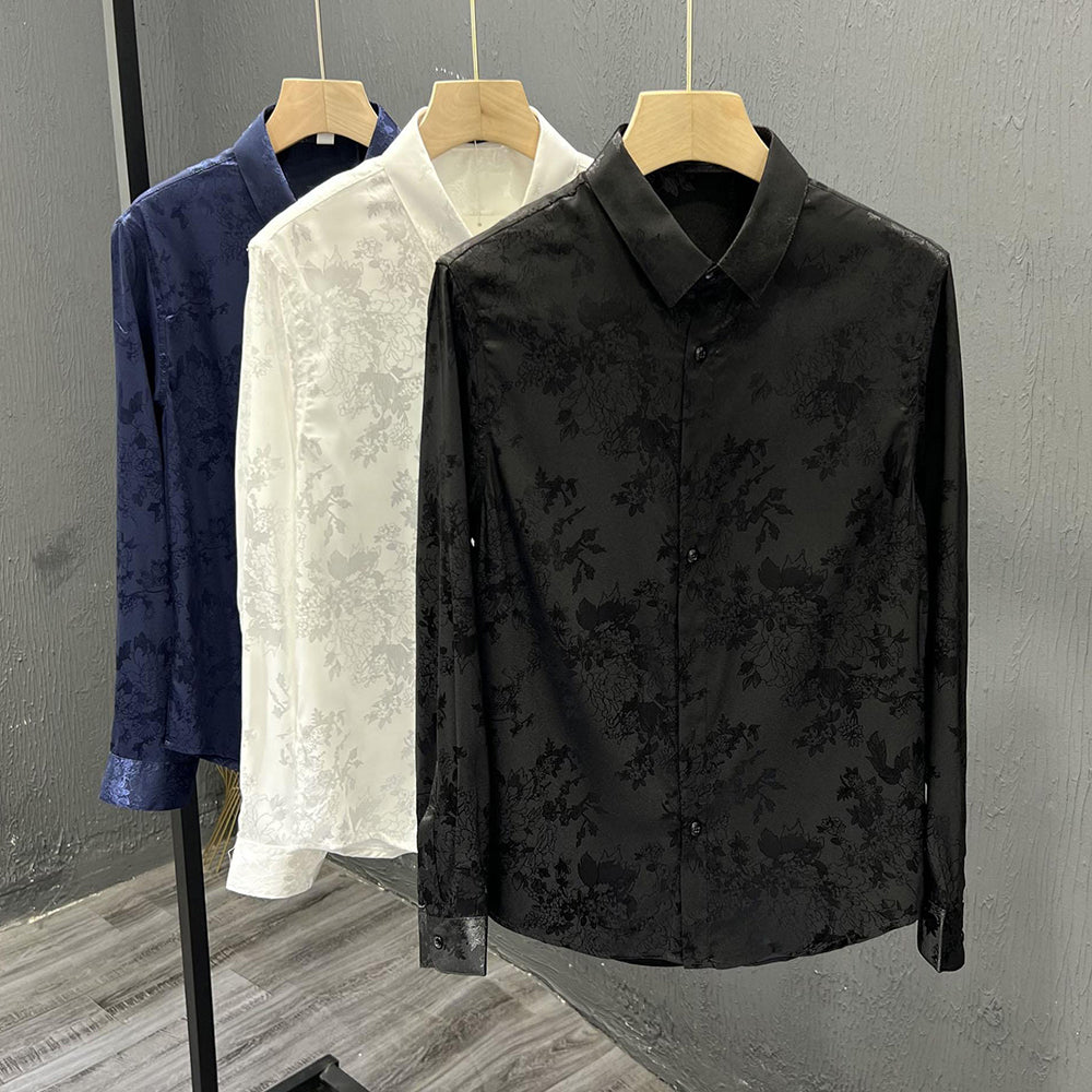 Silky reflective printed shirt