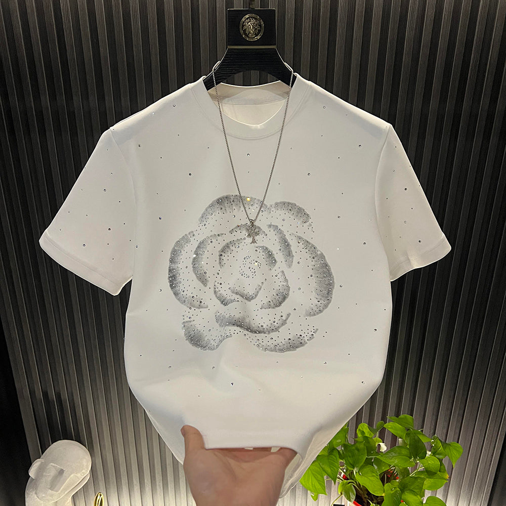 Rhinestone Rose Textured T-shirt