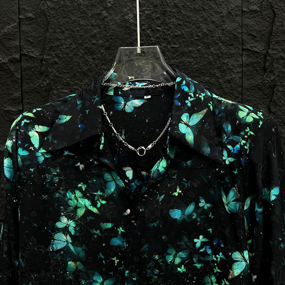 Starlight Semi-Transparent Green Butterfly Shirt