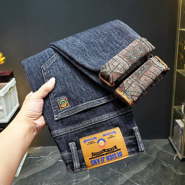 Vintage-style lining soft denim jeans