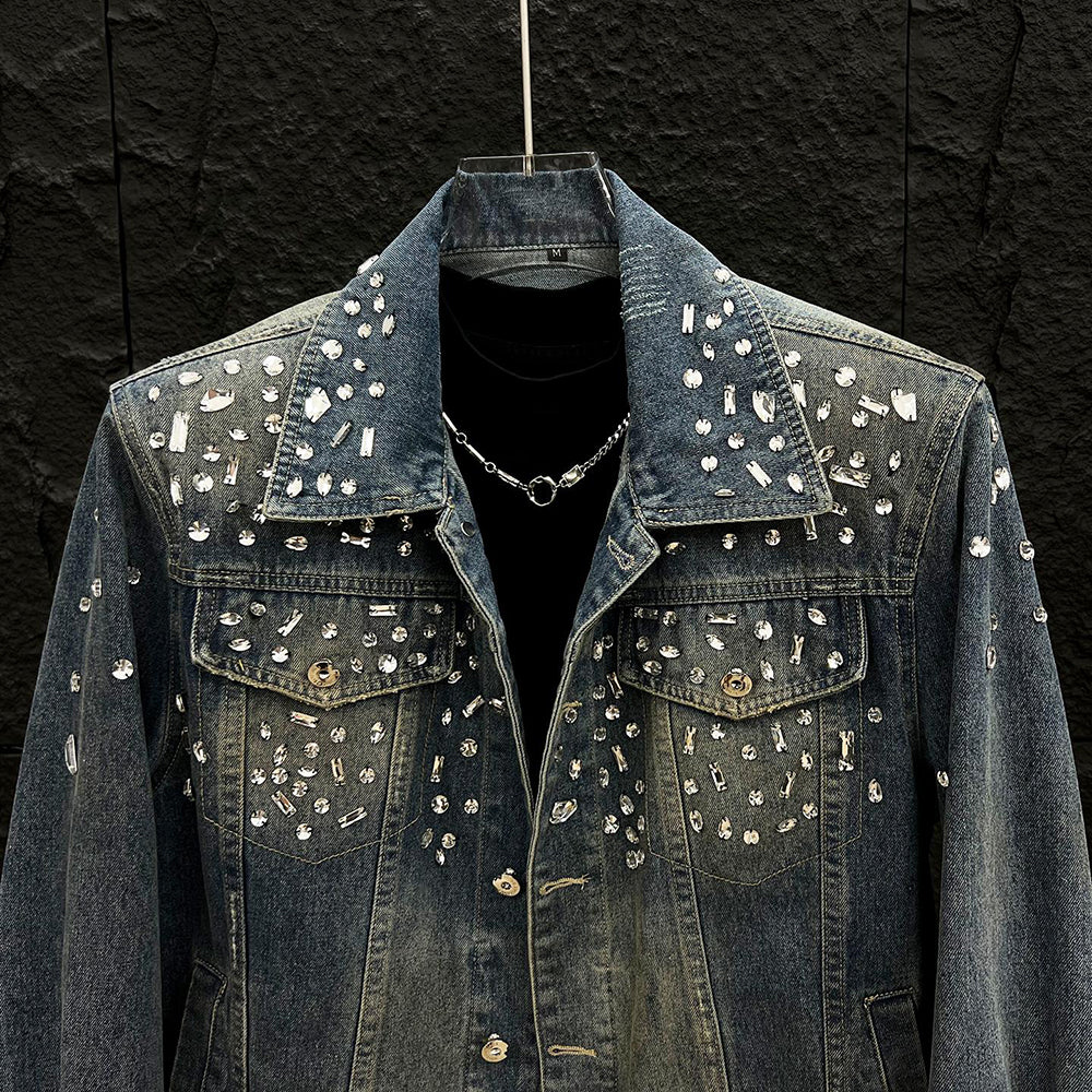 Large rhinestone denim jacket