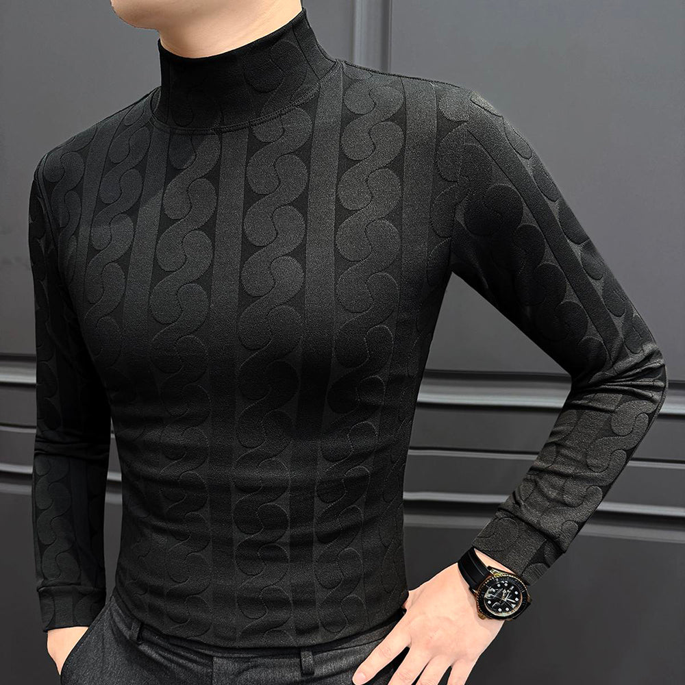 Patterned turtleneck knit base layer