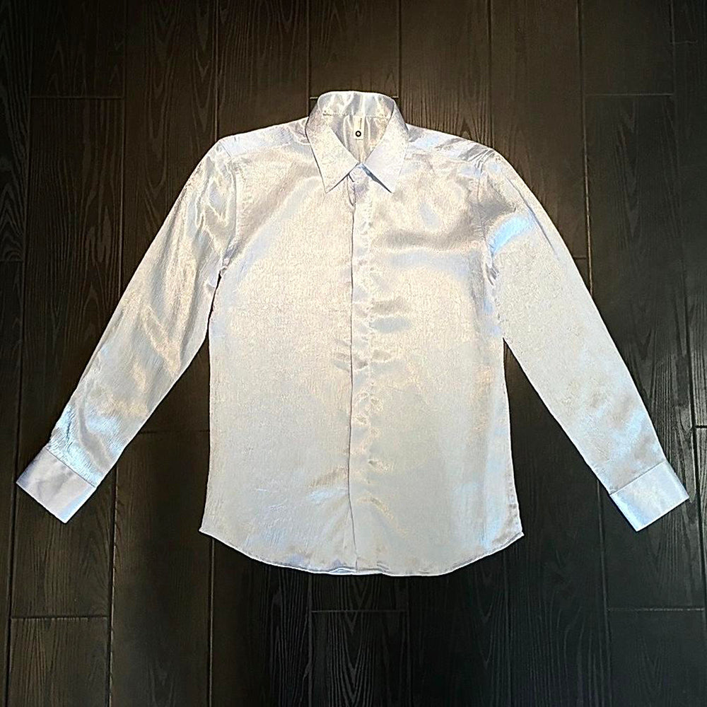 Pleated silky acetate fabric shirt
