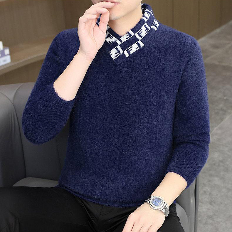 Cross-neck plush knit top