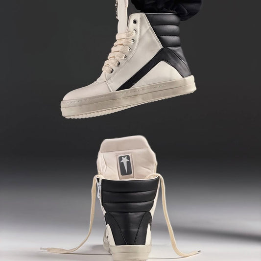 Black and white street style boots