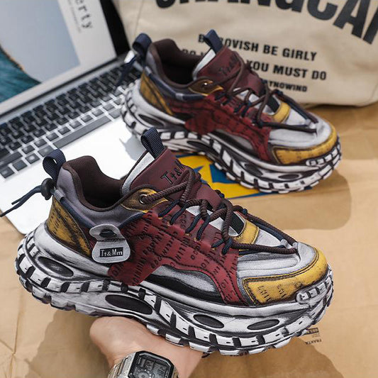 Retro-style colorful platform trendy street sneakers