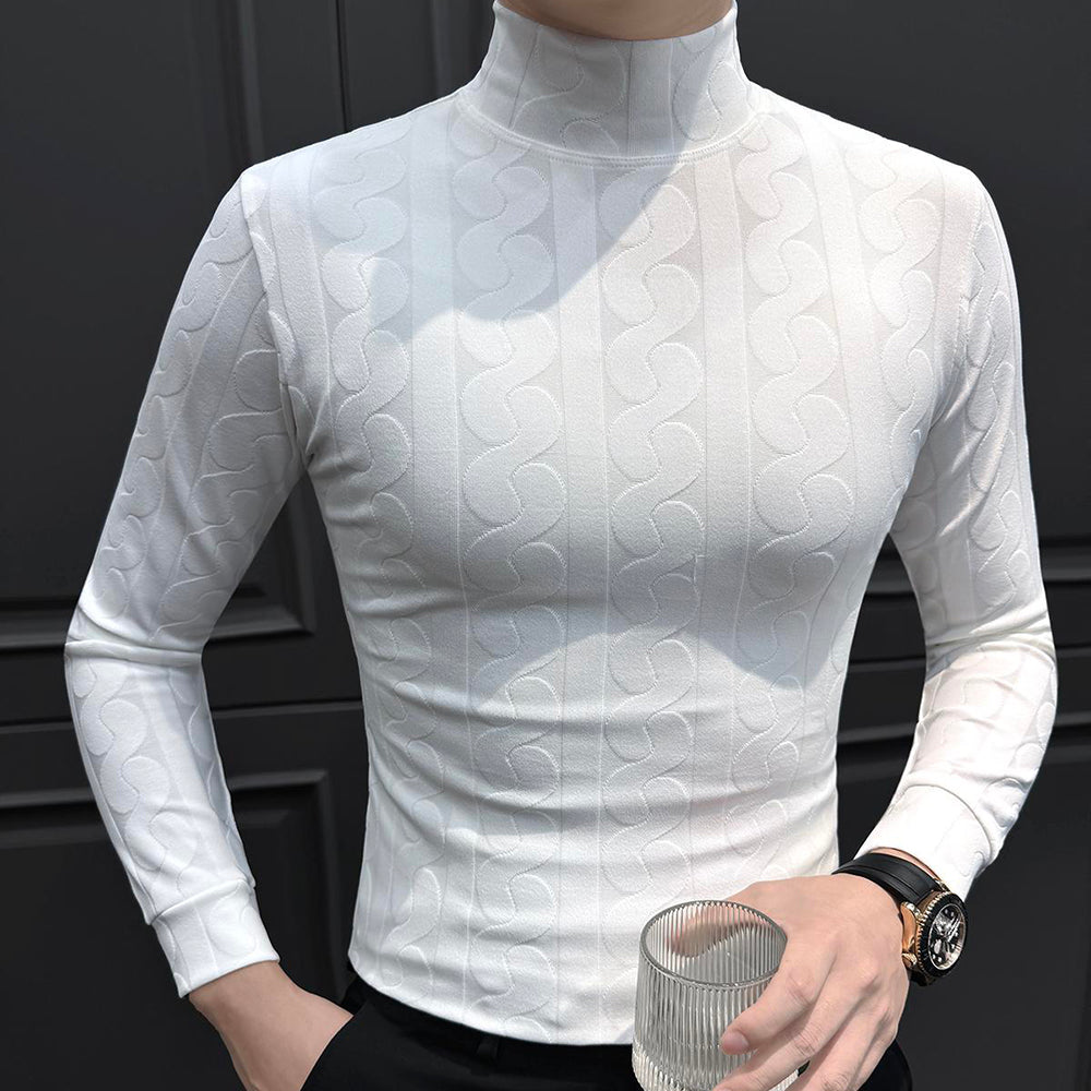 Patterned turtleneck knit base layer