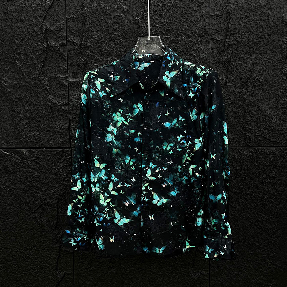 Starlight Semi-Transparent Green Butterfly Shirt