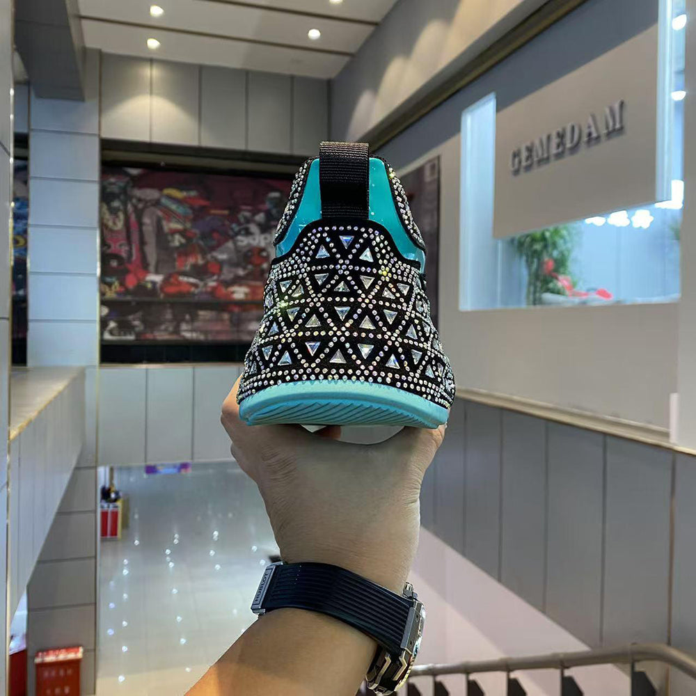 Street-style glamorous rhinestone sneakers