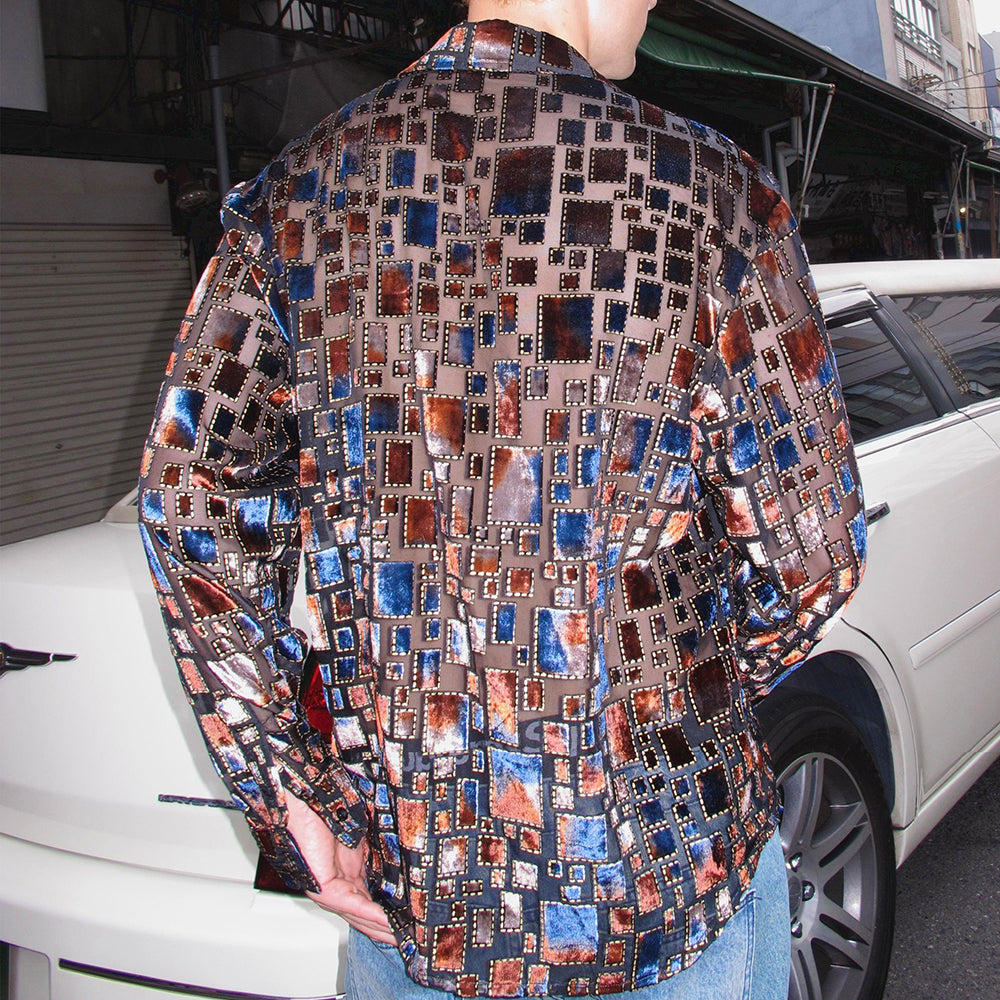 Colorful checkered semi-transparent sexy shirt