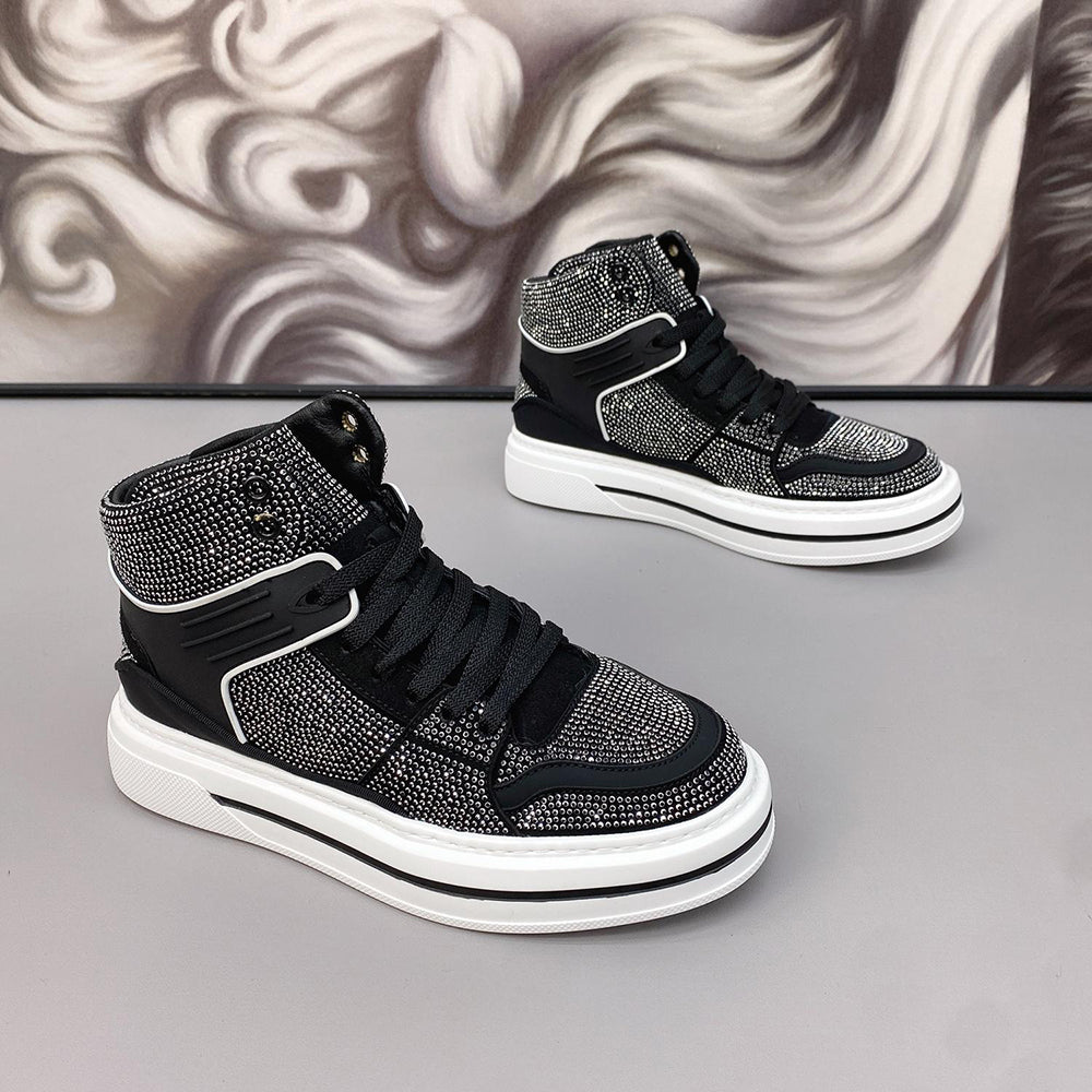 Trendy street-style rhinestone flat boots