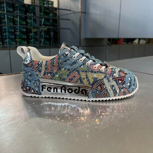 Trendy canvas rhinestone street flat shoes