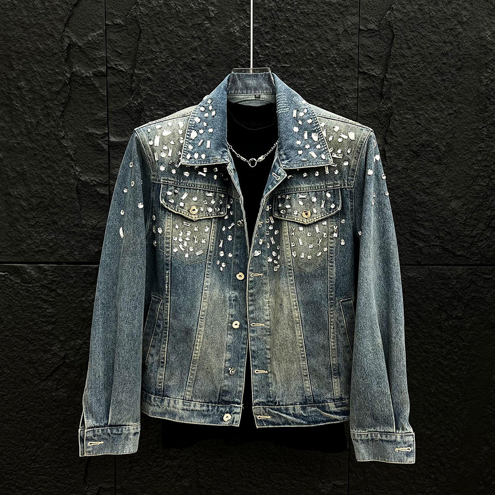 Large rhinestone denim jacket
