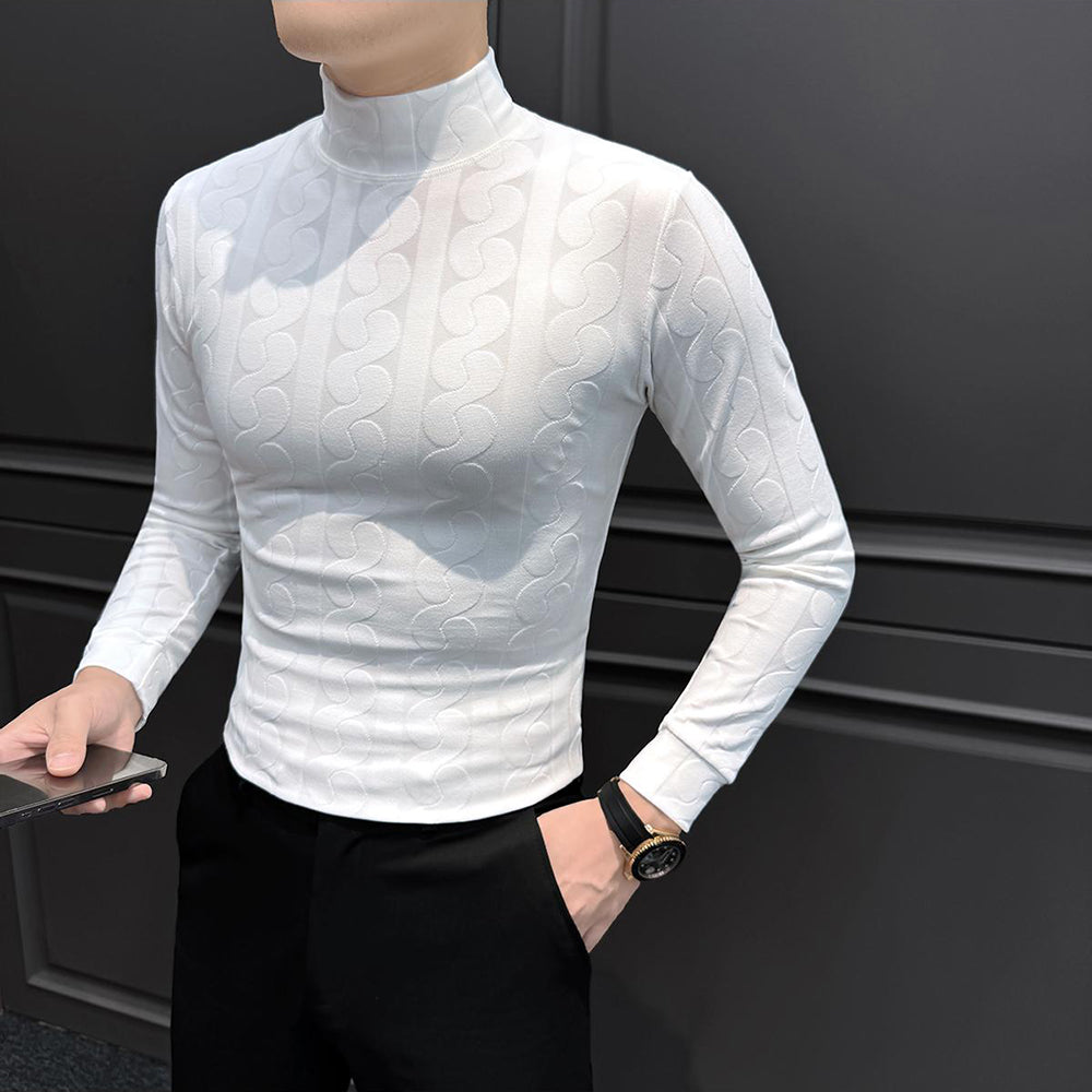 Patterned turtleneck knit base layer