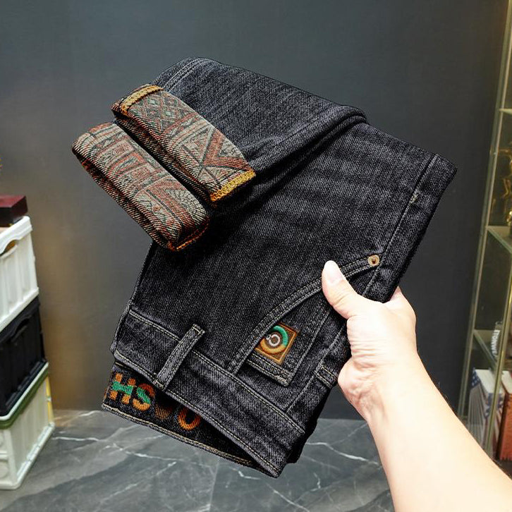 Vintage-style lining soft denim jeans