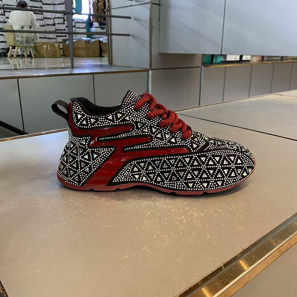 Street-style glamorous rhinestone sneakers