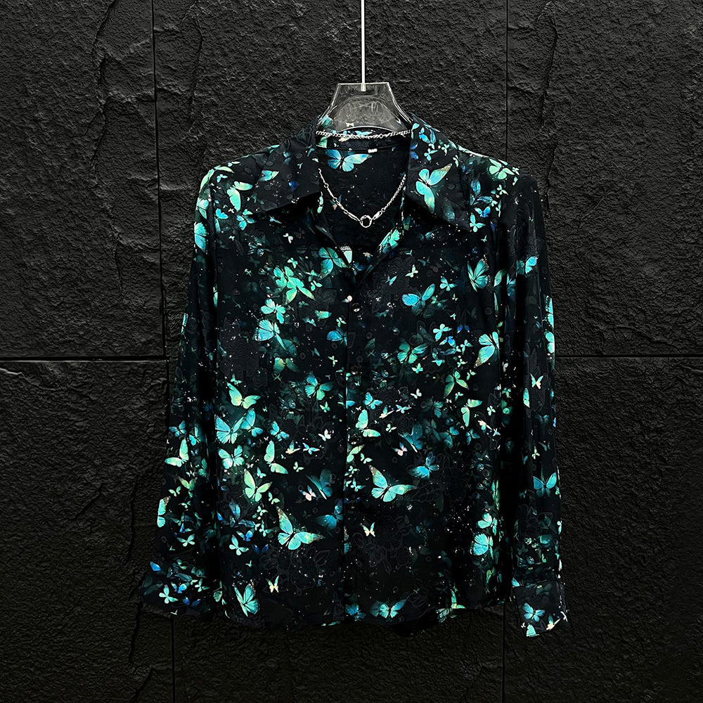 Starlight Semi-Transparent Green Butterfly Shirt