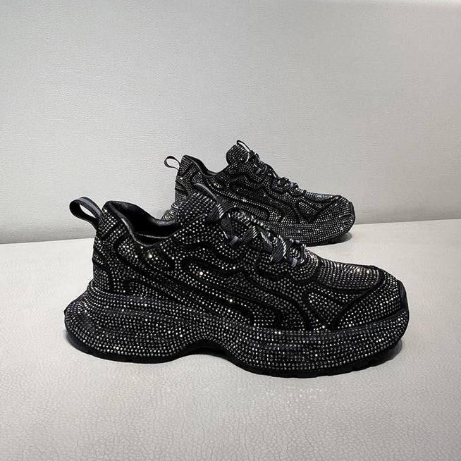 Trendy sparkling rhinestone sneakers