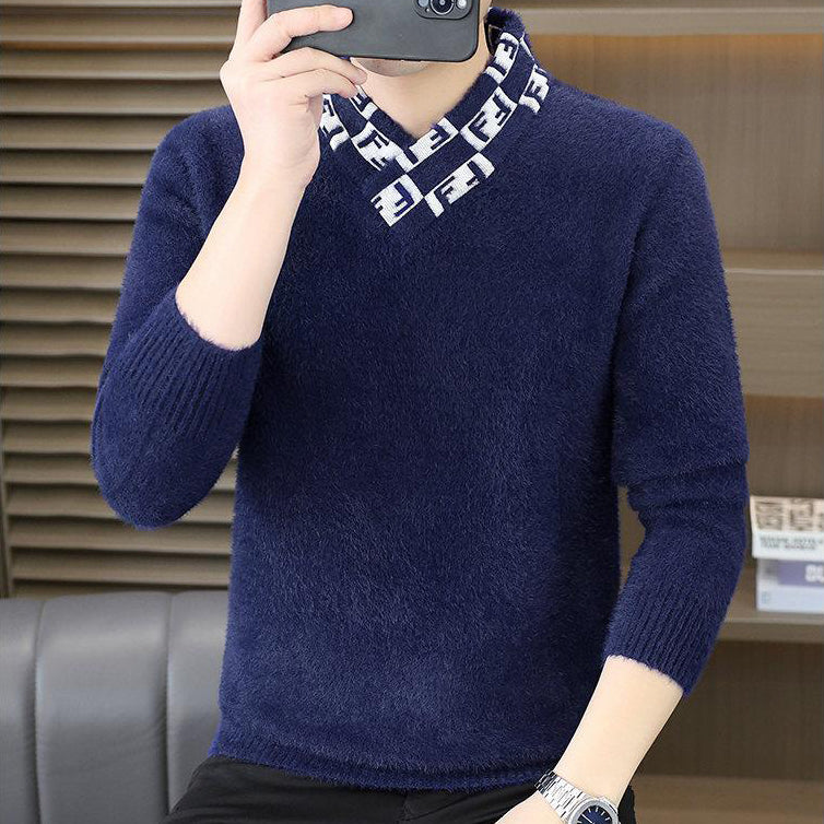 Cross-neck plush knit top