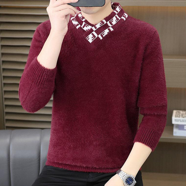 Cross-neck plush knit top