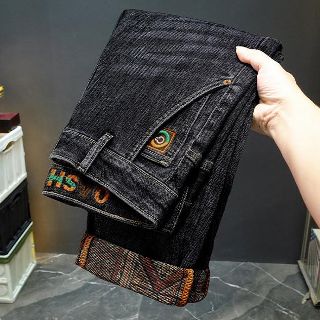 Vintage-style lining soft denim jeans