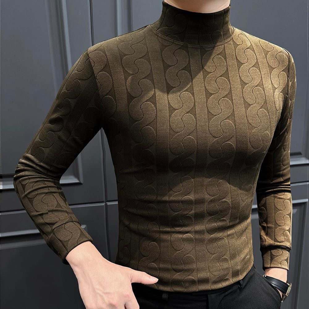 Patterned turtleneck knit base layer