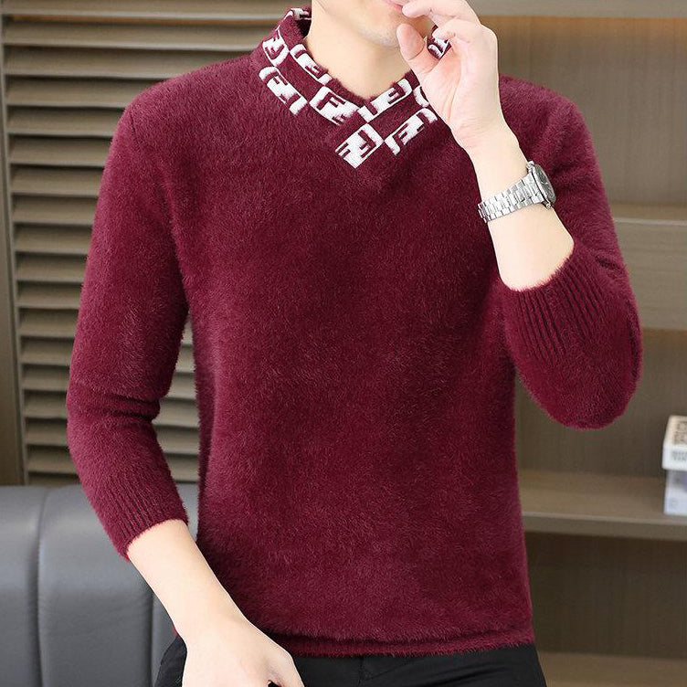 Cross-neck plush knit top
