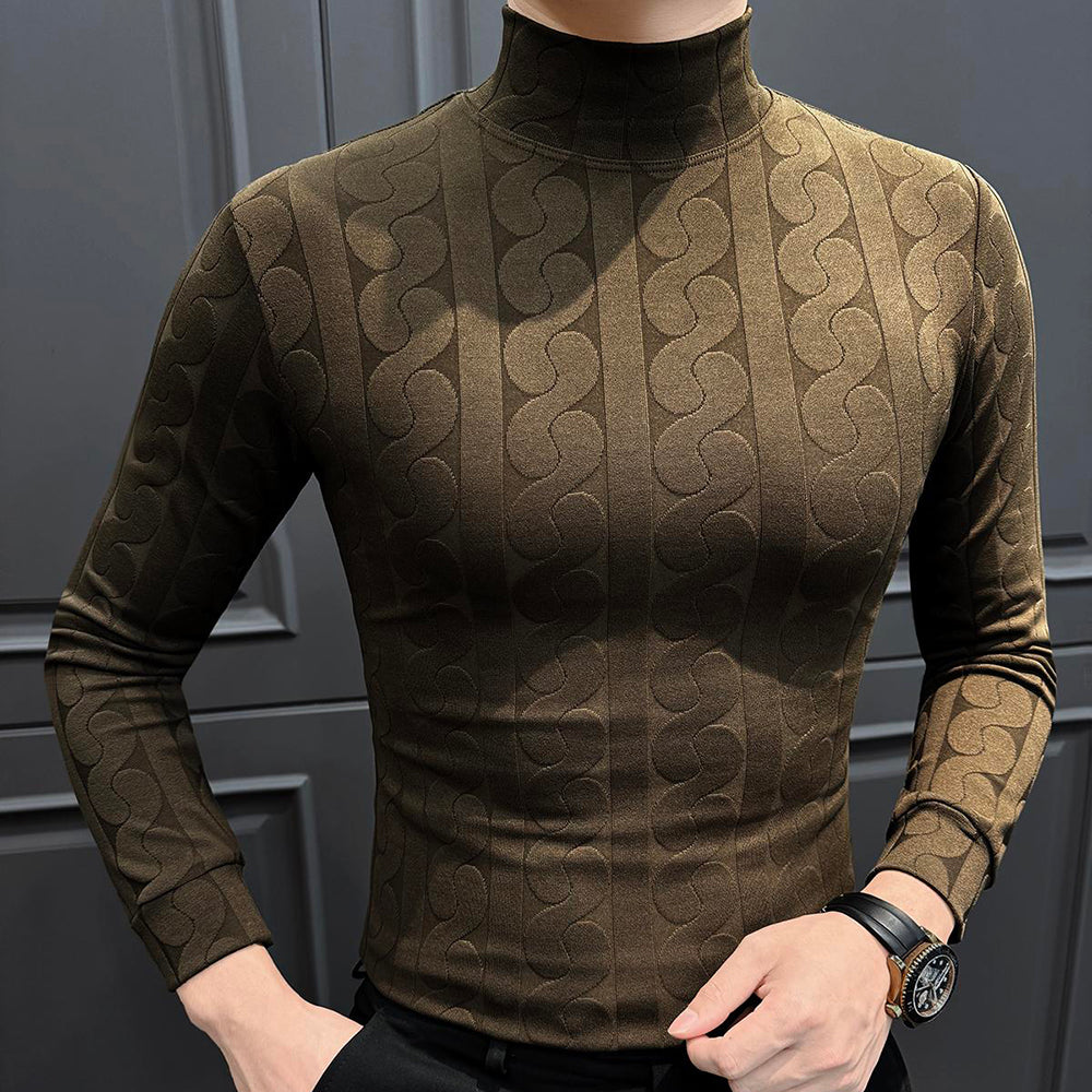 Patterned turtleneck knit base layer