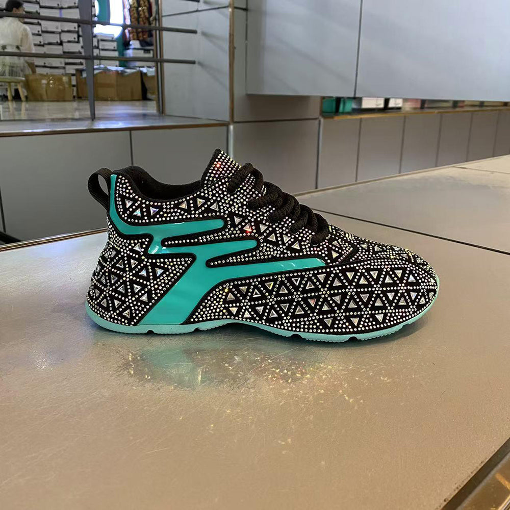 Street-style glamorous rhinestone sneakers