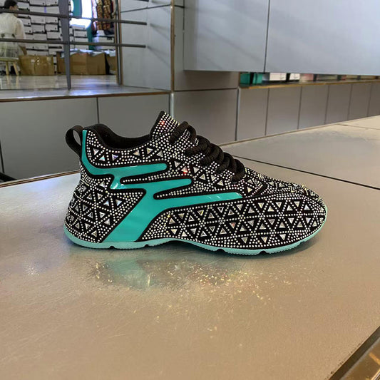 Street-style glamorous rhinestone sneakers