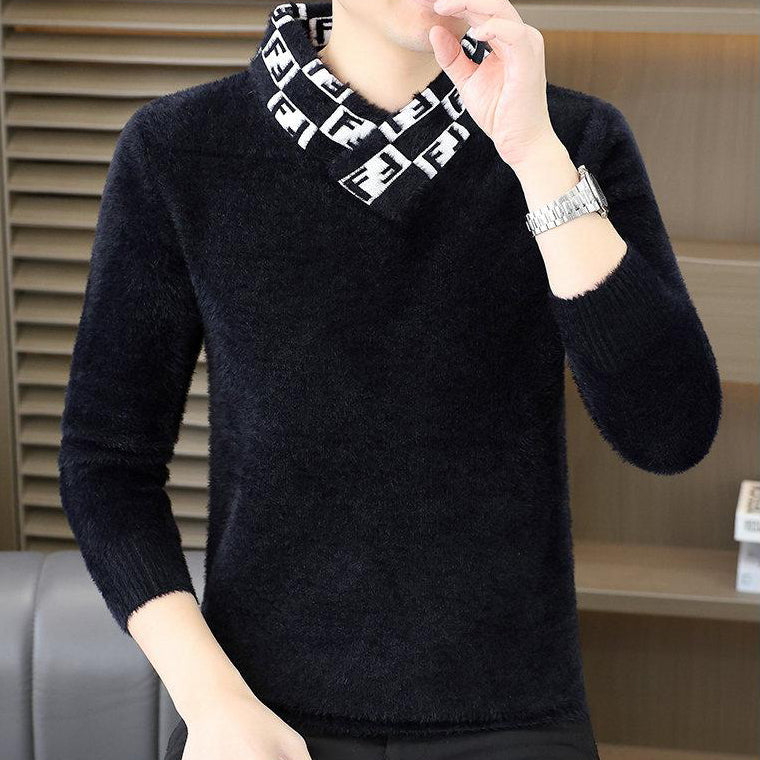 Cross-neck plush knit top