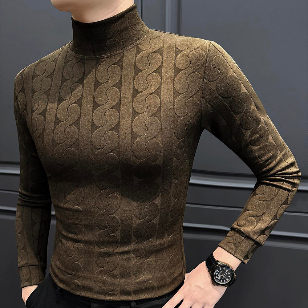 Patterned turtleneck knit base layer