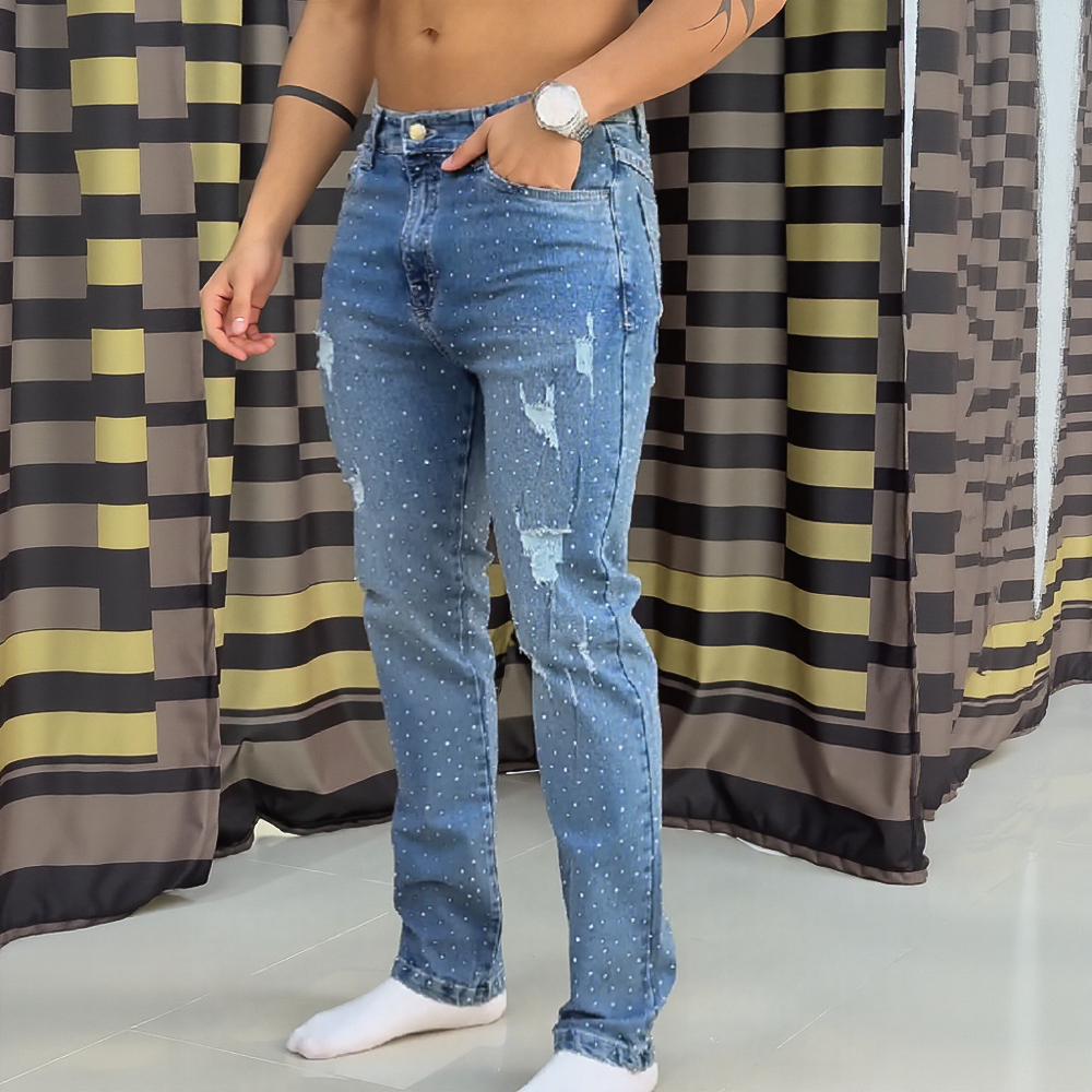 Shiny slim-fit jeans