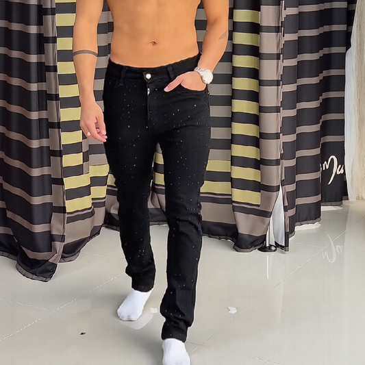 Shiny slim-fit jeans