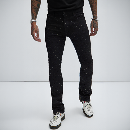 Trendy rhinestone slim jeans
