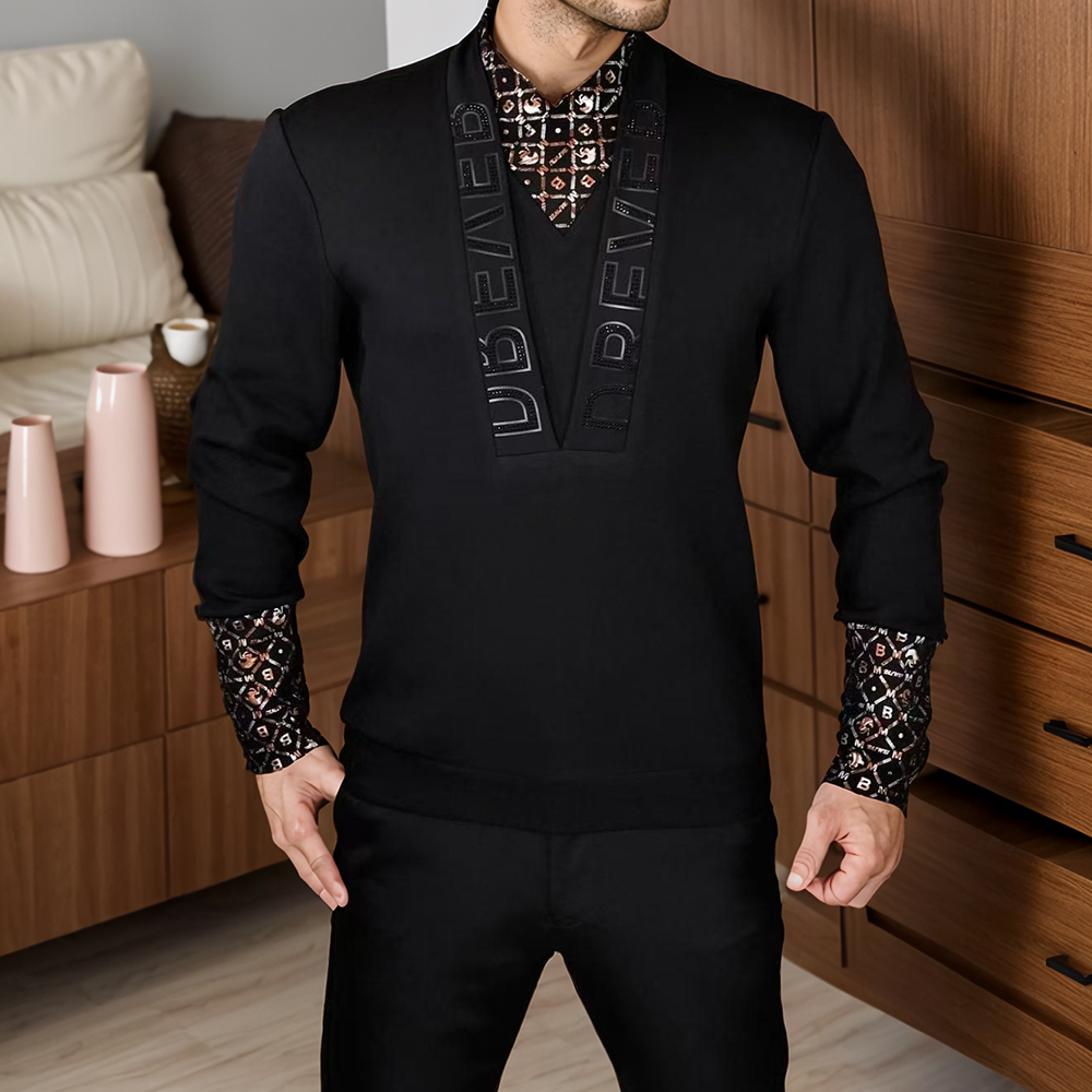 Luxury collar and sleeve slim fit business sweatshirt