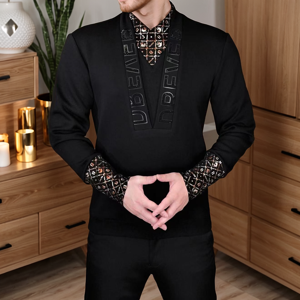 Luxury collar and sleeve slim fit business sweatshirt
