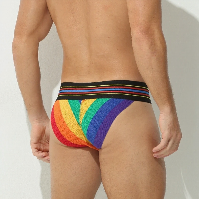 Sexy colorful striped split briefs
