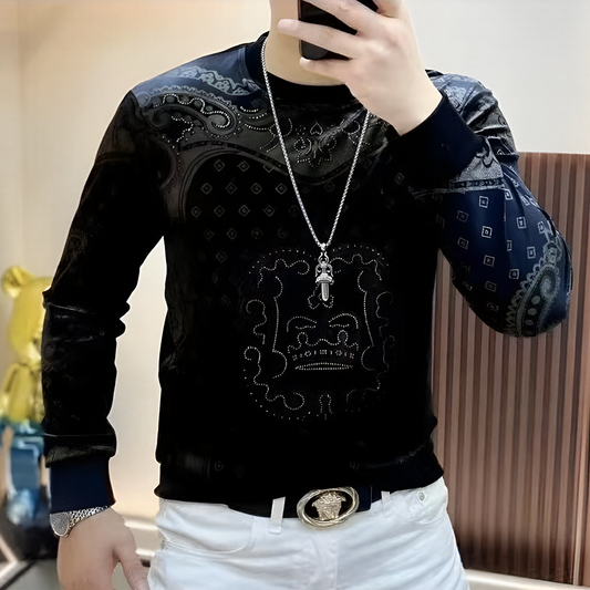 Retro rhinestone velvet top