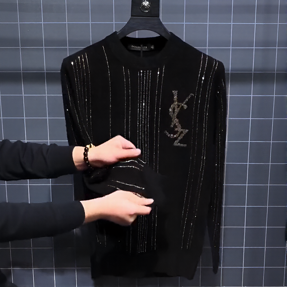 Vertical striped rhinestone luxury base layer top