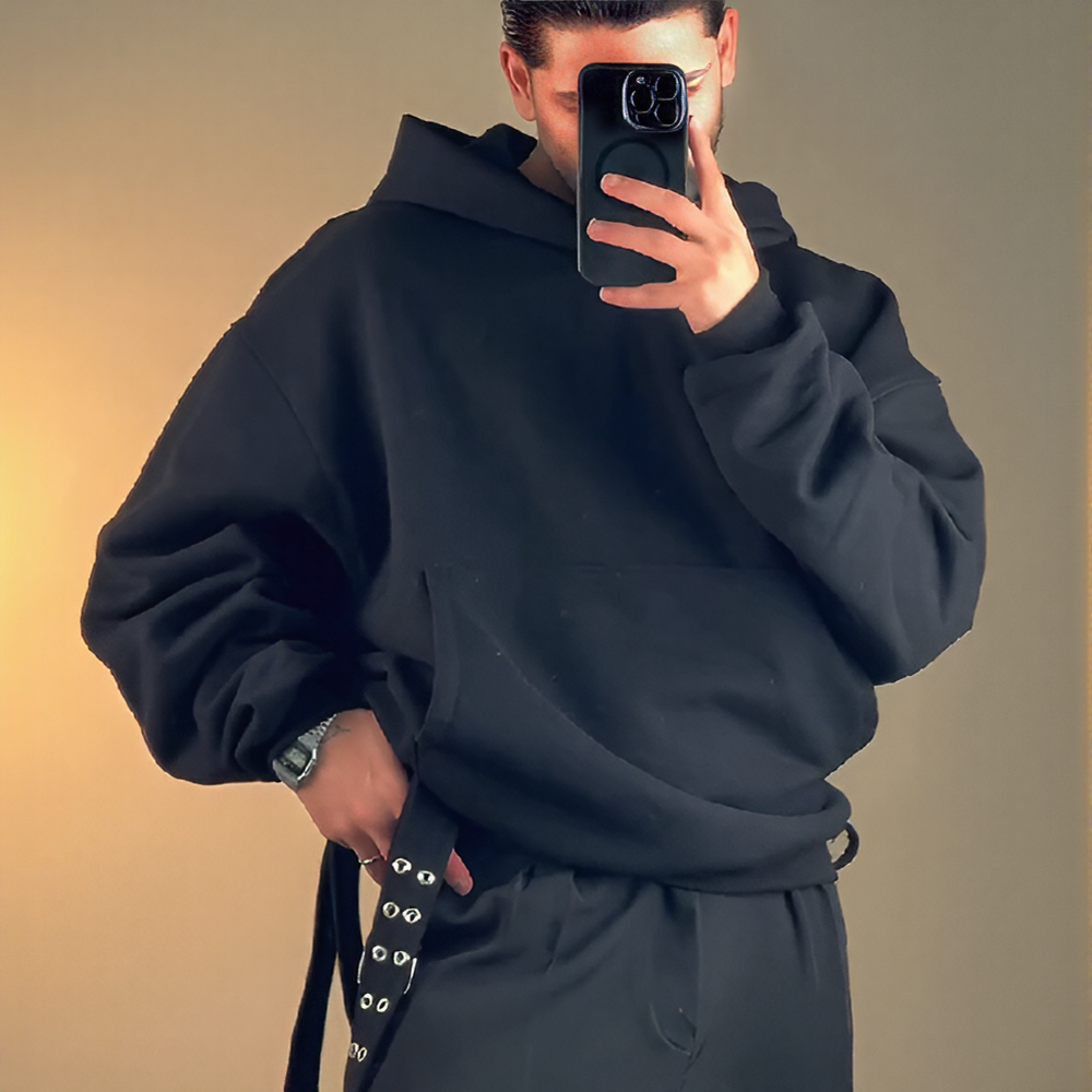 Belted cropped sweatshirt