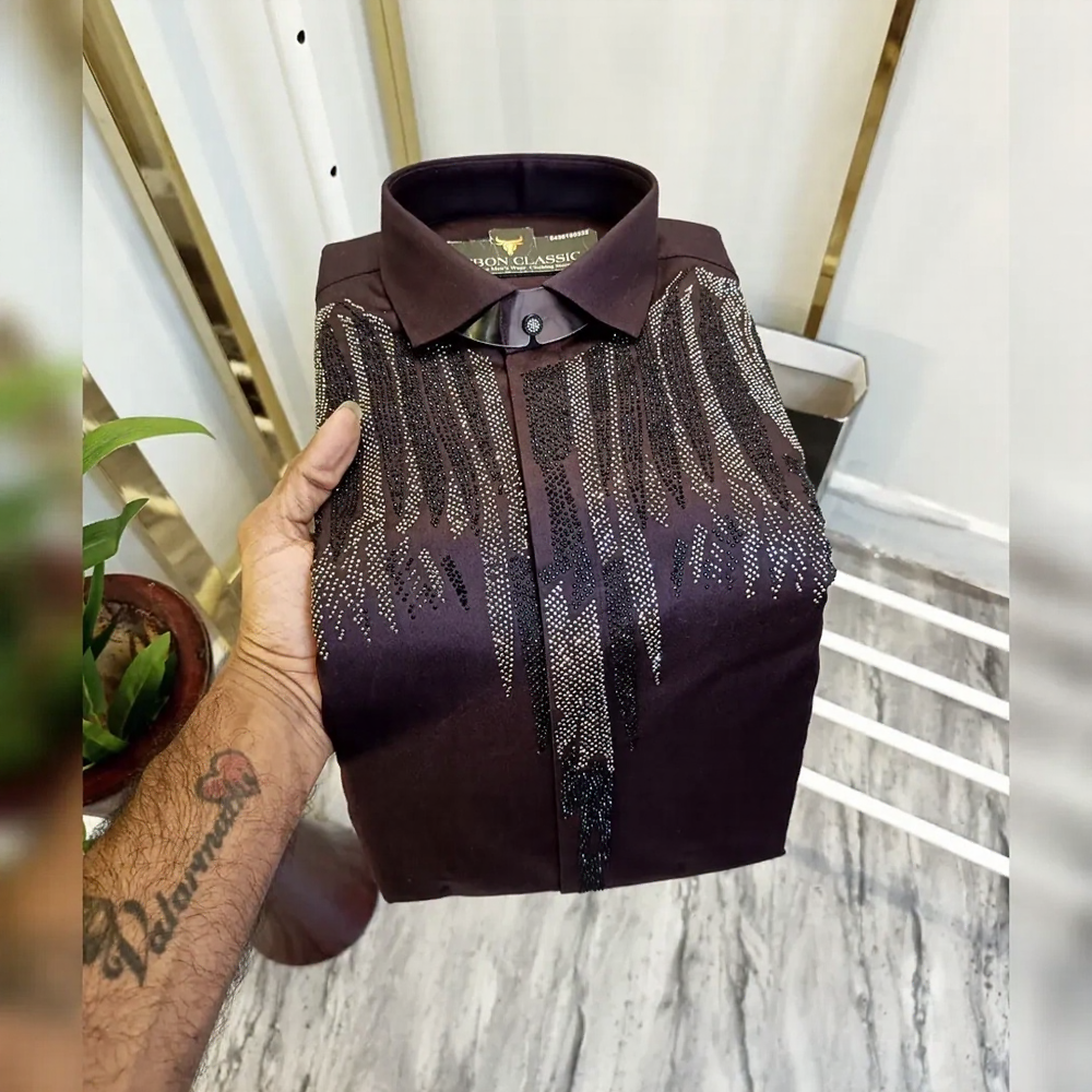 Glamorous rhinestone party shirt