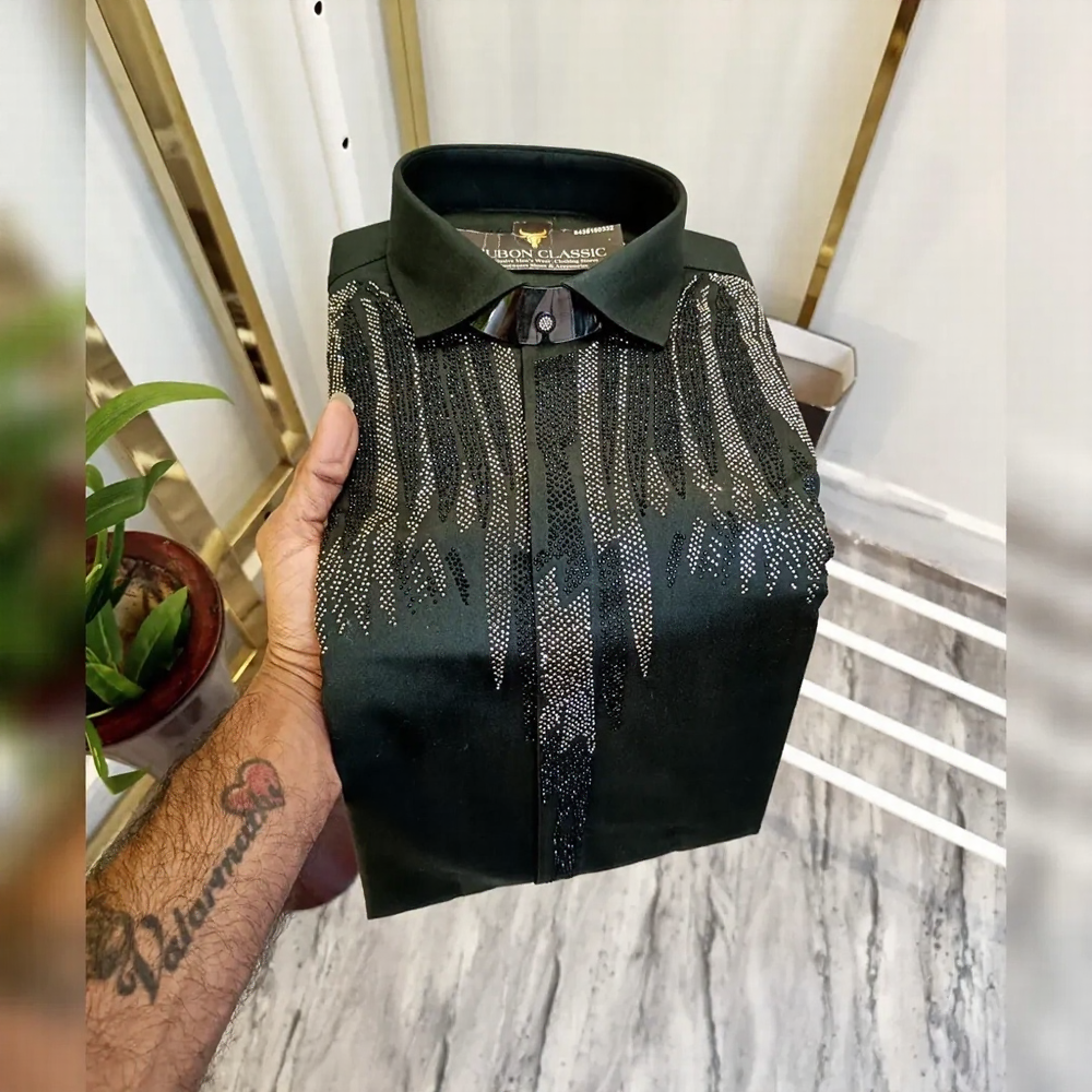 Glamorous rhinestone party shirt