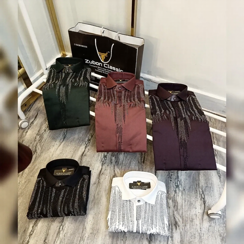 Glamorous rhinestone party shirt