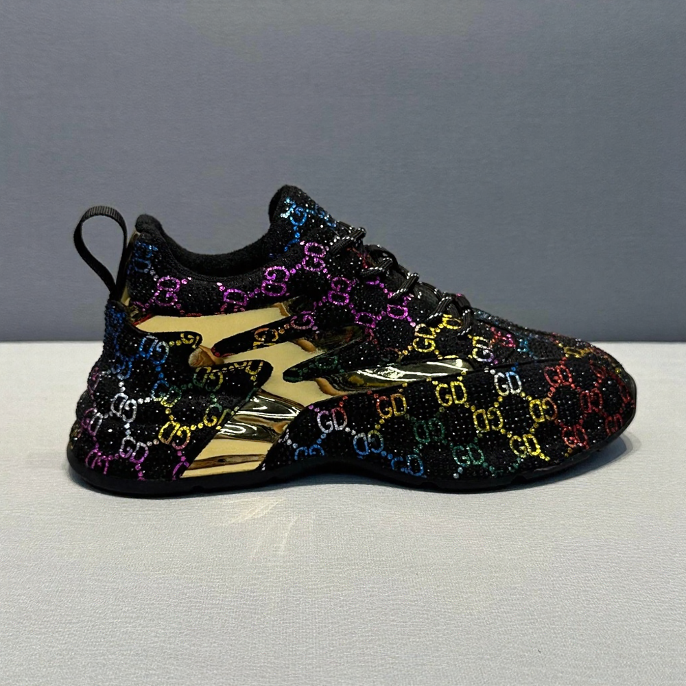 Glamorous color rhinestone print sneakers
