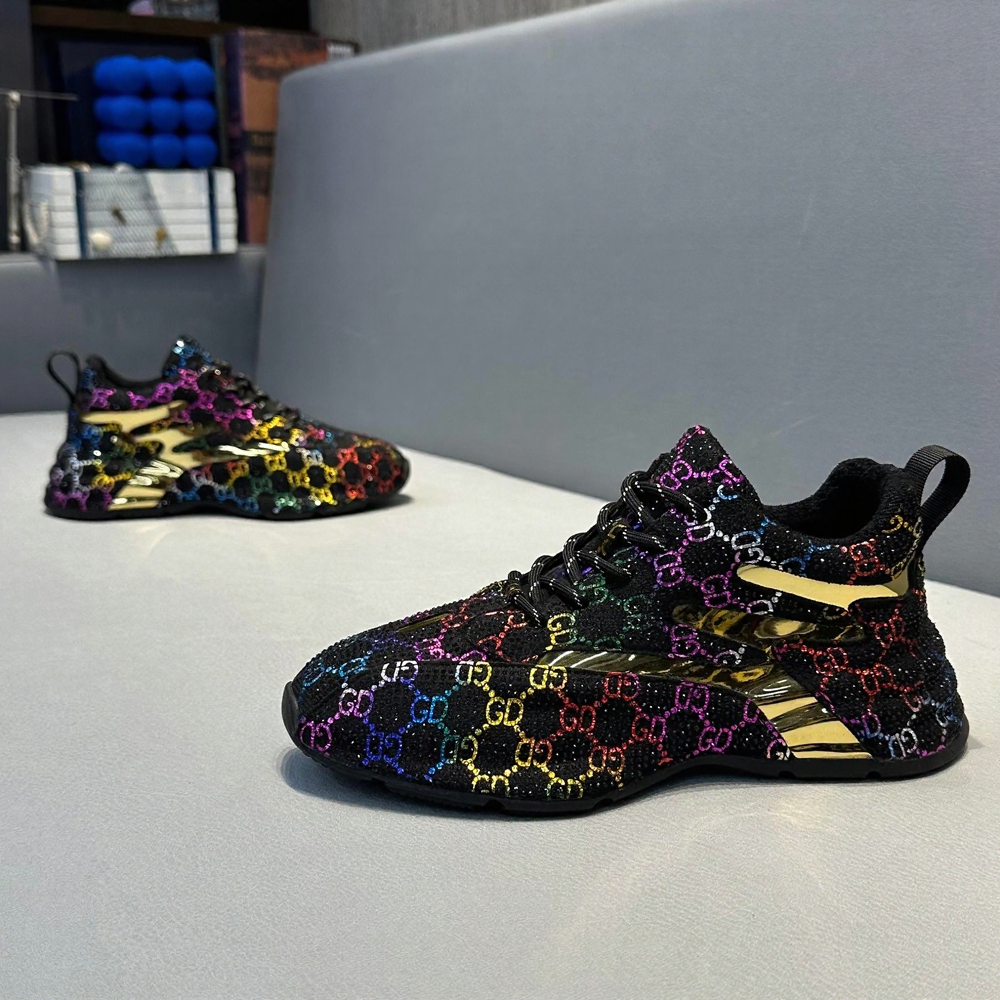 Glamorous color rhinestone print sneakers