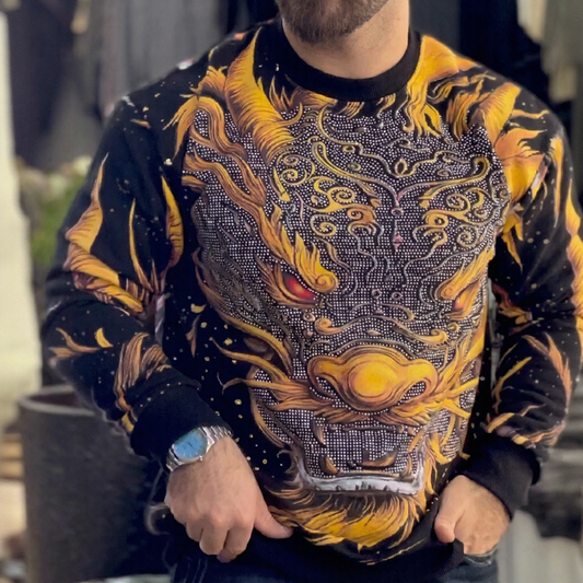 Gorgeous rhinestone dragon soft sweatshirt