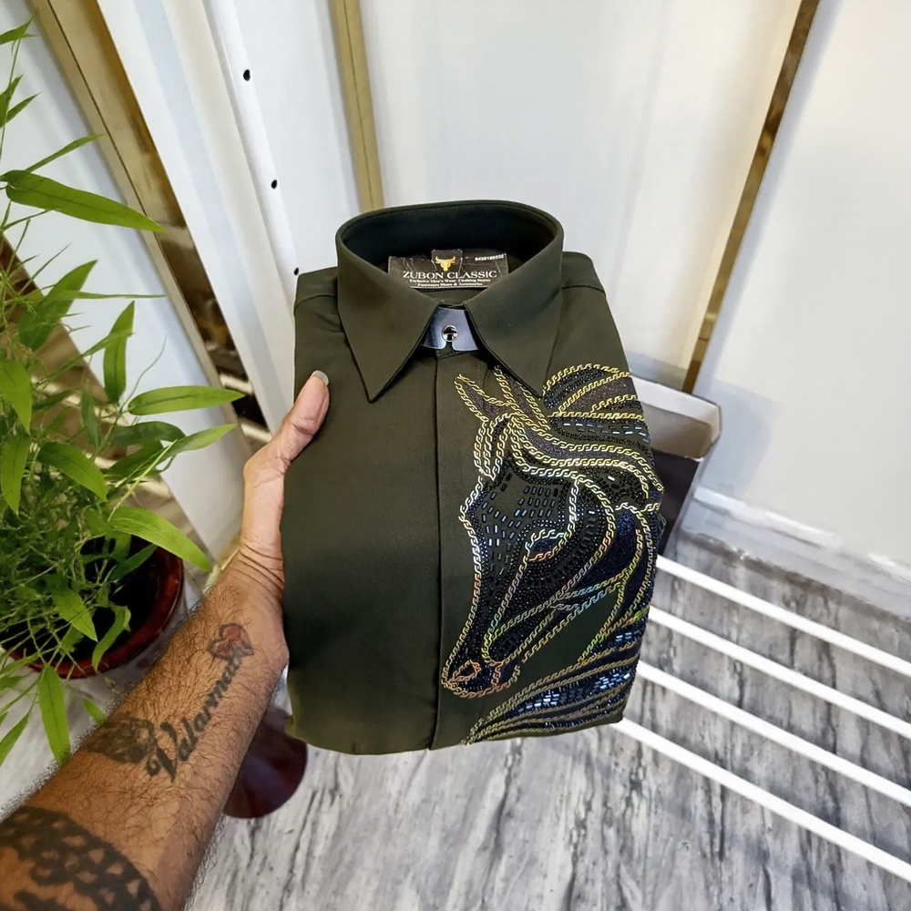 Rhinestone Horse Business Evening Shirt