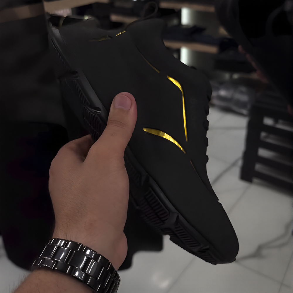 Pure black with gold thread sneakers