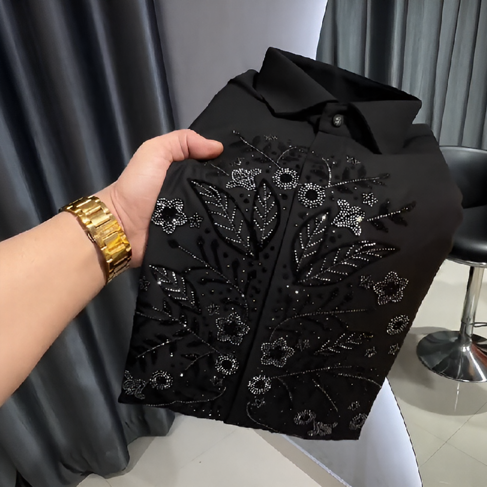 Rhinestones glamorous floral shirt